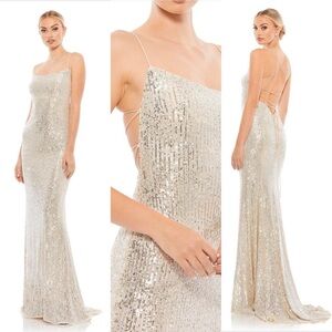 Ieena Mac Duggal 26269 nude sequins strappy gown